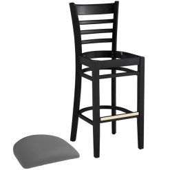 Hot Sale ???? Lancaster Table & Seating Black Finish Wooden Ladder Back Bar Height Chair With Dark Gray Padded Seat ???? -Lancaster Shop unnamed file 418
