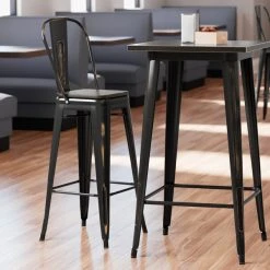 Buy ๐ LT&S Alloy Series Lancaster Table & Seating Alloy Series Distressed Copper Metal Indoor Industrial Cafe Bar Height Stool With Vertical Slat Back And Black Wood Seat ๐งจ