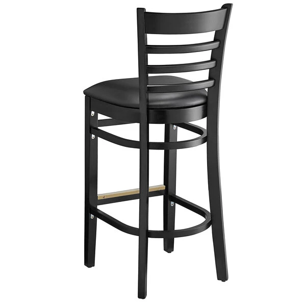Promo 🎁 Lancaster Table & Seating Black Ladder Back Bar Height Chair With Black Padded Seat 🌟 - Image 3
