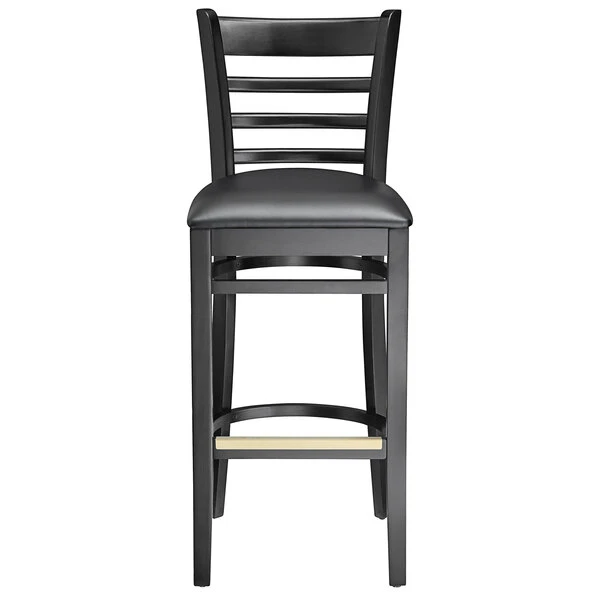 Promo 🎁 Lancaster Table & Seating Black Ladder Back Bar Height Chair With Black Padded Seat 🌟 - Image 5