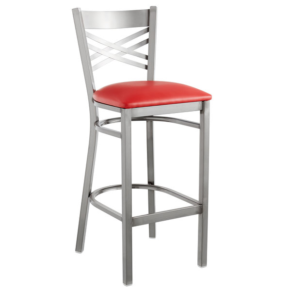 Lancaster Table & Seating Clear Coat Steel Cross Back Bar Height Chair with 2 1/2" Red Vinyl Seat Cheap ???? Lancaster Table & Seating Clear ???? Coat Steel Cross Back Bar Height Chair With 2 1/2" Red Vinyl Seat ???? -Lancaster Shop unnamed file 476