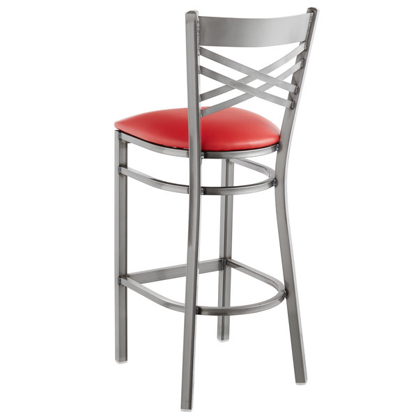 Lancaster Table & Seating Clear Coat Steel Cross Back Bar Height Chair with 2 1/2" Red Vinyl Seat Cheap ???? Lancaster Table & Seating Clear ???? Coat Steel Cross Back Bar Height Chair With 2 1/2" Red Vinyl Seat ???? -Lancaster Shop unnamed file 477
