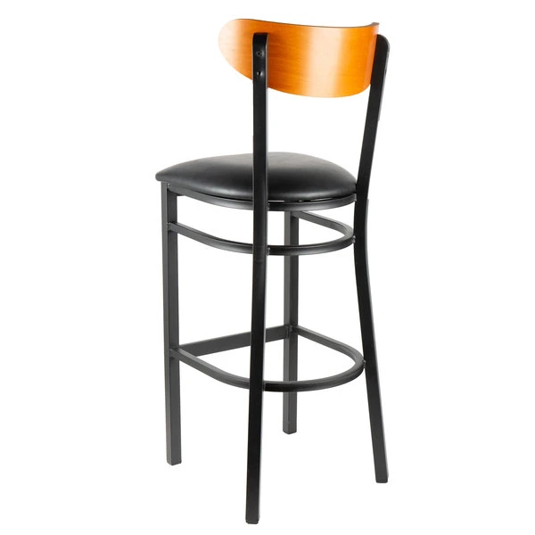 Buy ๐ LT&S Boomerang Series Lancaster Table & Seating Boomerang Bar Height Black Chair With Black Vinyl Seat And Cherry Back ๐ - Image 3