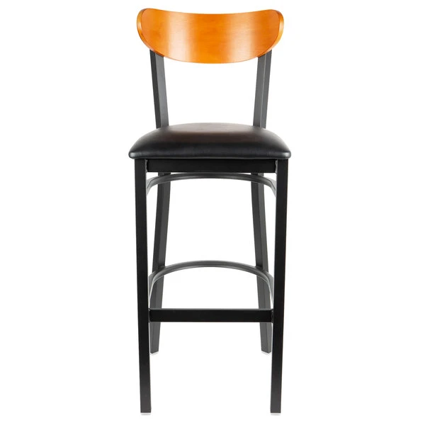 Buy ๐ LT&S Boomerang Series Lancaster Table & Seating Boomerang Bar Height Black Chair With Black Vinyl Seat And Cherry Back ๐ - Image 4