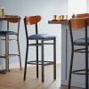 Best reviews of ???? LT&S Boomerang Series Lancaster Table & Seating Boomerang Bar Height Black Chair With Navy Vinyl Seat And Cherry Back ????