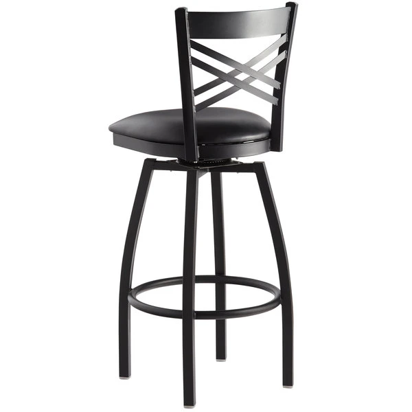Coupon 🎉 Lancaster Table & Seating Cross Back Bar Height Black Swivel Chair With Black Vinyl Seat 🔔 - Image 3