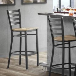 Budget ๐ฅฐ Lancaster Table & Seating Black Frame Ladder Back Bar Height Chair With Driftwood Seat ๐ฏ