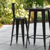 Brand new ???? LT&S Alloy Series Lancaster Table & Seating Alloy Series Distressed Copper Metal Indoor / Outdoor Industrial Cafe Barstool With Vertical Slat Back And Drain Hole Seat ⭐