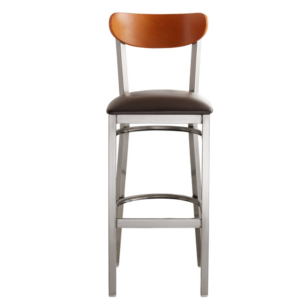 Lancaster Table & Seating Boomerang Bar Height Clear Coat Chair with Dark Brown Vinyl Seat and Cherry Back Buy ???? LT&S Boomerang Series Lancaster Table & Seating Boomerang Bar Height Clear ???? Coat Chair With Dark Brown Vinyl Seat And Cherry Back ???? -Lancaster Shop unnamed file 545