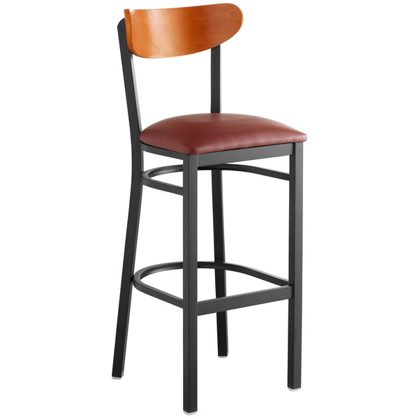 Lancaster Table & Seating Boomerang Bar Height Black Chair with Burgundy Vinyl Seat and Cherry Back Brand new ???? LT&S Boomerang Series Lancaster Table & Seating Boomerang Bar Height Black Chair With Burgundy Vinyl Seat And Cherry Back ✔️ -Lancaster Shop unnamed file 555