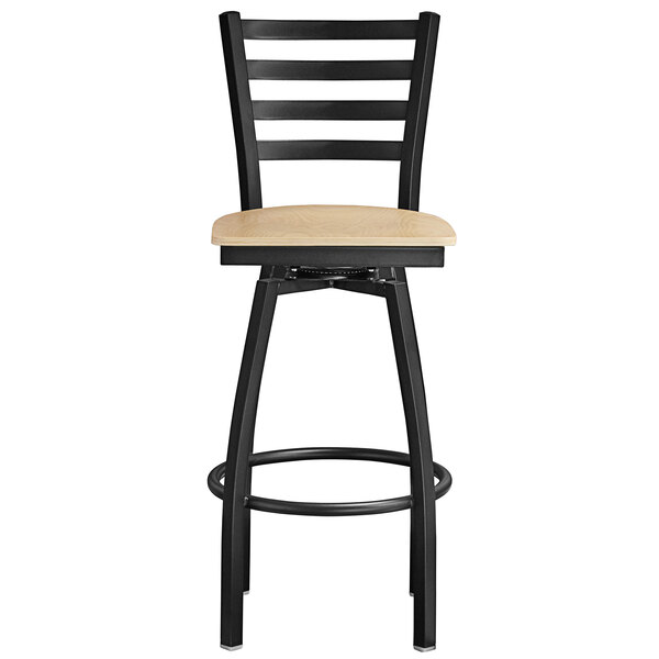 Lancaster Table & Seating Black Top Frame Ladder Back Swivel Bar Height Chair with Natural Wood Seat Hot Sale ???? Lancaster Table & Seating Black Top Frame Ladder Back Swivel Bar Height Chair With Natural Wood Seat ⌛ -Lancaster Shop unnamed file 568
