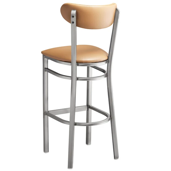 Best reviews of ❤️ LT&S Boomerang Series Lancaster Table & Seating Boomerang Bar Height Clear 🧥 Coat Chair With Light Brown Vinyl Seat And Back 🧨 - Image 3