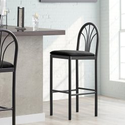 Discount ???? Lancaster Table & Seating Fan Back Bar Height Cafe Chair With 1 3/4" Black Fabric Seat ????