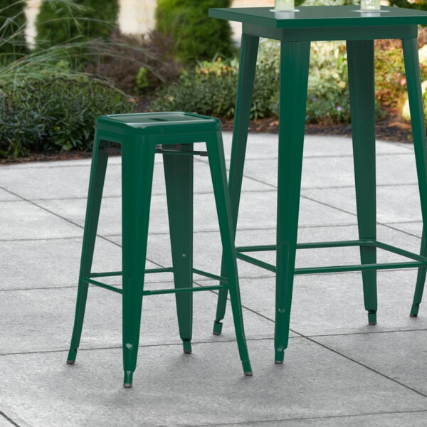 Hot Sale ๐ฅ LT&S Alloy Series Lancaster Table & Seating Alloy Series Emerald Stackable Metal Indoor / Outdoor Industrial Barstool With Drain Hole Seat ๐