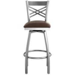 Best Pirce ⌛ Lancaster Table & Seating Clear ???? Coat Steel Cross Back Bar Height Swivel Chair With 2 1/2" Dark Brown Vinyl Seat ???? -Lancaster Shop unnamed file 588