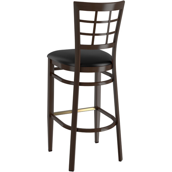 Budget ???? LT&S Spartan Series Lancaster Table & Seating Spartan Series Bar Height Metal Window Back Chair With Walnut Wood Grain Finish And Black Vinyl Seat ???? 5 Budget ???? LT&S Spartan Series Lancaster Table & Seating Spartan Series Bar Height Metal Window Back Chair With Walnut Wood Grain Finish And Black Vinyl Seat ???? - Image 3