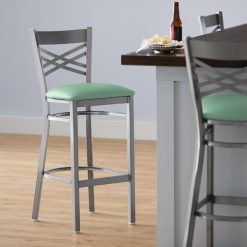 Promo ???? Lancaster Table & Seating Clear ???? Coat Cross Back Bar Height Chair With Seafoam Padded Seat ✨