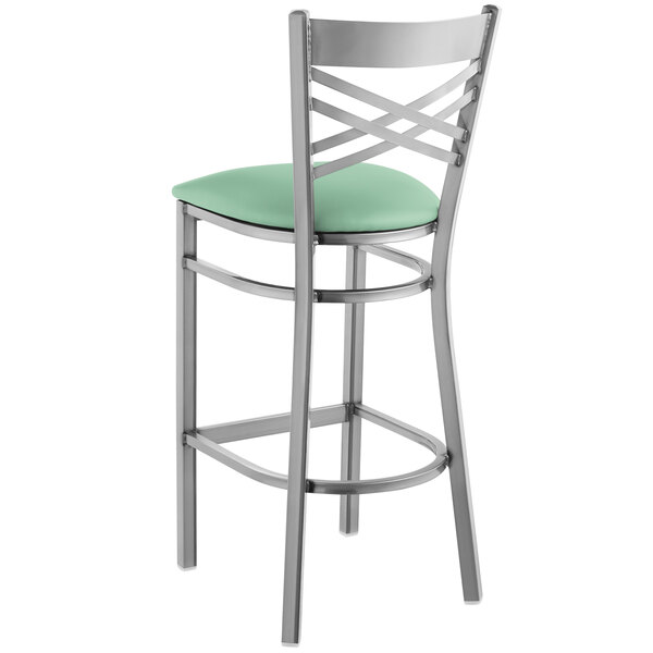 Lancaster Table & Seating Clear Coat Cross Back Bar Height Chair with Seafoam Padded Seat Promo ???? Lancaster Table & Seating Clear ???? Coat Cross Back Bar Height Chair With Seafoam Padded Seat ✨ -Lancaster Shop unnamed file 632