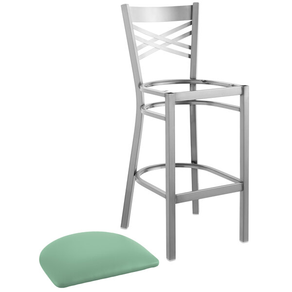 Lancaster Table & Seating Clear Coat Cross Back Bar Height Chair with Seafoam Padded Seat Promo ???? Lancaster Table & Seating Clear ???? Coat Cross Back Bar Height Chair With Seafoam Padded Seat ✨ -Lancaster Shop unnamed file 633