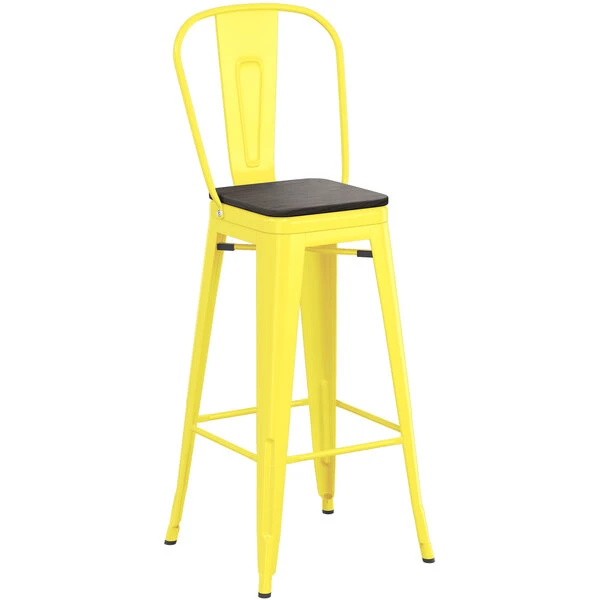 Top 10 ๐ LT&S Alloy Series Lancaster Table & Seating Alloy Series Yellow Metal Indoor Industrial Cafe Bar Height Stool With Vertical Slat Back And Black Wood Seat ๐ - Image 2