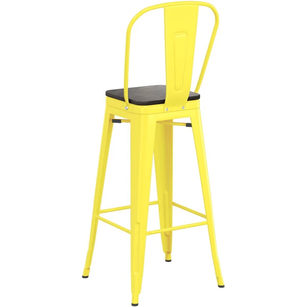 Top 10 ๐ LT&S Alloy Series Lancaster Table & Seating Alloy Series Yellow Metal Indoor Industrial Cafe Bar Height Stool With Vertical Slat Back And Black Wood Seat ๐ - Image 3