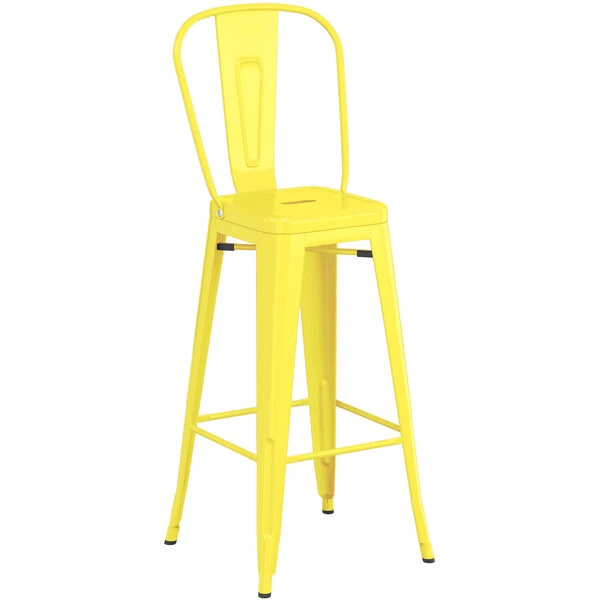 Top 10 ๐ LT&S Alloy Series Lancaster Table & Seating Alloy Series Yellow Metal Indoor Industrial Cafe Bar Height Stool With Vertical Slat Back And Black Wood Seat ๐ - Image 4