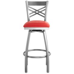 Brand new ???? Lancaster Table & Seating Clear ???? Coat Steel Cross Back Bar Height Swivel Chair With 2 1/2" Red Vinyl Seat ???? 4 Brand new ???? Lancaster Table & Seating Clear ???? Coat Steel Cross Back Bar Height Swivel Chair With 2 1/2" Red Vinyl Seat ???? -Lancaster Shop unnamed file 654