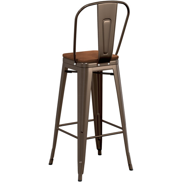 Lancaster Table & Seating Alloy Series Copper Metal Indoor Industrial Cafe Bar Height Stool with Vertical Slat Back and Walnut Wood Seat Cheapest ✨ LT&S Alloy Series Lancaster Table & Seating Alloy Series Copper Metal Indoor Industrial Cafe Bar Height Stool With Vertical Slat Back And Walnut Wood Seat ???? -Lancaster Shop unnamed file 658