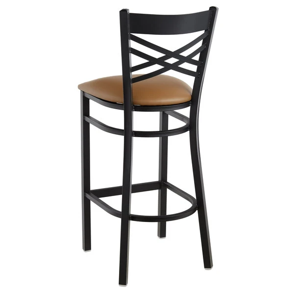 Coupon ๐งจ Lancaster Table & Seating Cross Back Bar Height Black Chair With Light Brown Vinyl Seat ๐ - Image 3