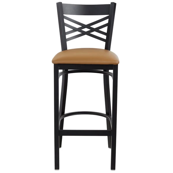 Coupon ๐งจ Lancaster Table & Seating Cross Back Bar Height Black Chair With Light Brown Vinyl Seat ๐ - Image 5