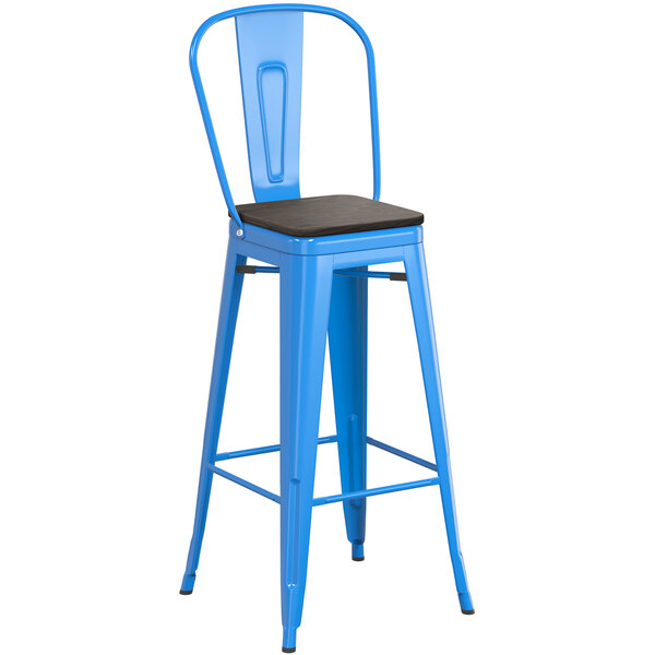 Lancaster Table & Seating Alloy Series Blue Metal Indoor Industrial Cafe Bar Height Stool with Vertical Slat Back and Black Wood Seat Outlet ???? LT&S Alloy Series Lancaster Table & Seating Alloy Series Blue Metal Indoor Industrial Cafe Bar Height Stool With Vertical Slat Back And Black Wood Seat ???? -Lancaster Shop unnamed file 715