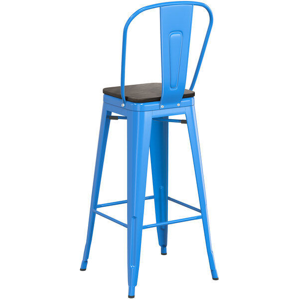 Lancaster Table & Seating Alloy Series Blue Metal Indoor Industrial Cafe Bar Height Stool with Vertical Slat Back and Black Wood Seat Outlet ???? LT&S Alloy Series Lancaster Table & Seating Alloy Series Blue Metal Indoor Industrial Cafe Bar Height Stool With Vertical Slat Back And Black Wood Seat ???? -Lancaster Shop unnamed file 716