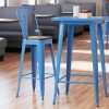 Budget ???? LT&S Alloy Series Lancaster Table & Seating Alloy Series Blue Metal Indoor Industrial Cafe Bar Height Stool With Vertical Slat Back And Walnut Wood Seat ????