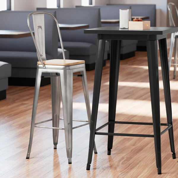 Discount ๐ LT&S Alloy Series Lancaster Table & Seating Alloy Series Clear ๐งฅ Coated Metal Indoor Industrial Cafe Bar Height Stool With Vertical Slat Back And Natural Wood Seat ๐ฅฐ