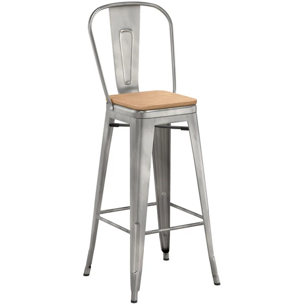 Discount ๐ LT&S Alloy Series Lancaster Table & Seating Alloy Series Clear ๐งฅ Coated Metal Indoor Industrial Cafe Bar Height Stool With Vertical Slat Back And Natural Wood Seat ๐ฅฐ - Image 2