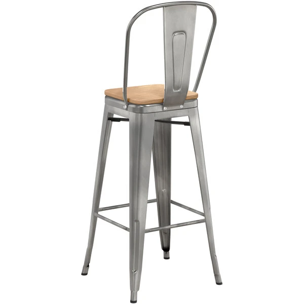 Discount ๐ LT&S Alloy Series Lancaster Table & Seating Alloy Series Clear ๐งฅ Coated Metal Indoor Industrial Cafe Bar Height Stool With Vertical Slat Back And Natural Wood Seat ๐ฅฐ - Image 3