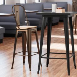 Top 10 ???? LT&S Alloy Series Lancaster Table & Seating Alloy Series Copper Metal Indoor Industrial Cafe Bar Height Stool With Vertical Slat Back And Natural Wood Seat ????