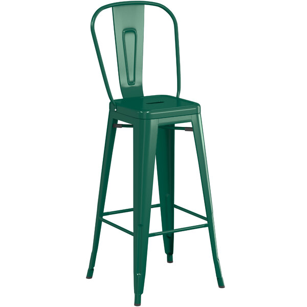 Lancaster Table & Seating Alloy Series Emerald Metal Indoor / Outdoor Industrial Cafe Barstool with Vertical Slat Back and Drain Hole Seat Wholesale ???? LT&S Alloy Series Lancaster Table & Seating Alloy Series Emerald Metal Indoor / Outdoor Industrial Cafe Barstool With Vertical Slat Back And Drain Hole Seat ???? -Lancaster Shop unnamed file 751
