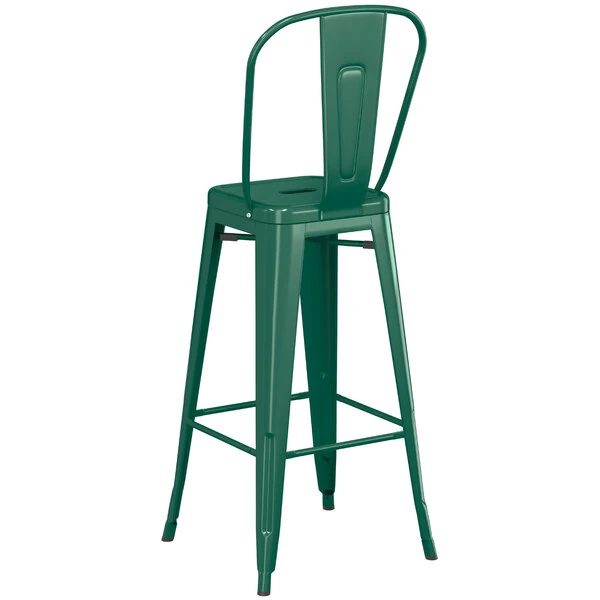 Wholesale ๐ฏ LT&S Alloy Series Lancaster Table & Seating Alloy Series Emerald Metal Indoor / Outdoor Industrial Cafe Barstool With Vertical Slat Back And Drain Hole Seat ๐ฏ - Image 3