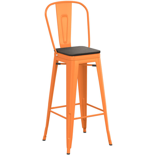 Lancaster Table & Seating Alloy Series Orange Metal Indoor Industrial Cafe Bar Height Stool with Vertical Slat Back and Black Wood Seat Wholesale ???? LT&S Alloy Series Lancaster Table & Seating Alloy Series Orange Metal Indoor Industrial Cafe Bar Height Stool With Vertical Slat Back And Black Wood Seat ⭐ -Lancaster Shop unnamed file 766
