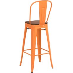 Outlet ⌛ LT&S Alloy Series Lancaster Table & Seating Alloy Series Orange Metal Indoor Industrial Cafe Bar Height Stool With Vertical Slat Back And Walnut Wood Seat ???? -Lancaster Shop unnamed file 775