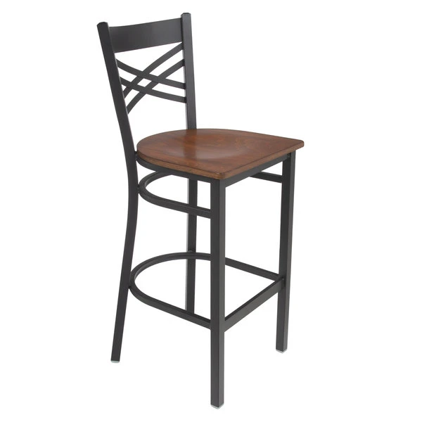 Discount โจ Lancaster Table & Seating Black Cross Back Bar Height Chair With Antique Walnut Seat ๐ - Image 2