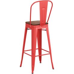 Brand new ✨ LT&S Alloy Series Lancaster Table & Seating Alloy Series Red Metal Indoor Industrial Cafe Bar Height Stool With Vertical Slat Back And Walnut Wood Seat ???? -Lancaster Shop unnamed file 783