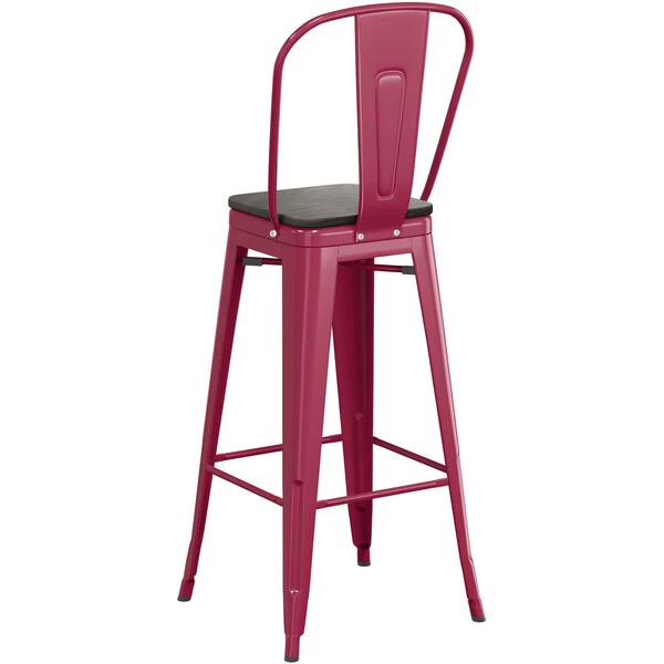 Cheapest 🎁 LT&S Alloy Series Lancaster Table & Seating Alloy Series Sangria Metal Indoor Industrial Cafe Bar Height Stool With Vertical Slat Back And Black Wood Seat 👏 - Image 3