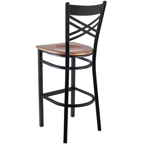 Discount โจ Lancaster Table & Seating Black Cross Back Bar Height Chair With Antique Walnut Seat ๐ - Image 3