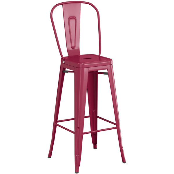 Budget ✔️ LT&S Alloy Series Lancaster Table & Seating Alloy Series Sangria Metal Indoor Industrial Cafe Bar Height Stool With Vertical Slat Back And Walnut Wood Seat ???? 6 Budget ✔️ LT&S Alloy Series Lancaster Table & Seating Alloy Series Sangria Metal Indoor Industrial Cafe Bar Height Stool With Vertical Slat Back And Walnut Wood Seat ???? - Image 4