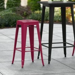 Wholesale ๐ฅฐ LT&S Alloy Series Lancaster Table & Seating Alloy Series Sangria Stackable Metal Indoor / Outdoor Industrial Barstool With Drain Hole Seat โญ