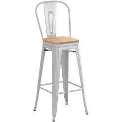Flash Sale ❤️ LT&S Alloy Series Lancaster Table & Seating Alloy Series Silver Metal Indoor Industrial Cafe Bar Height Stool With Vertical Slat Back And Natural Wood Seat ???? -Lancaster Shop unnamed file 808