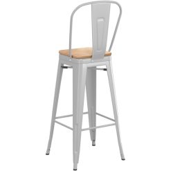 Flash Sale ❤️ LT&S Alloy Series Lancaster Table & Seating Alloy Series Silver Metal Indoor Industrial Cafe Bar Height Stool With Vertical Slat Back And Natural Wood Seat ???? -Lancaster Shop unnamed file 809