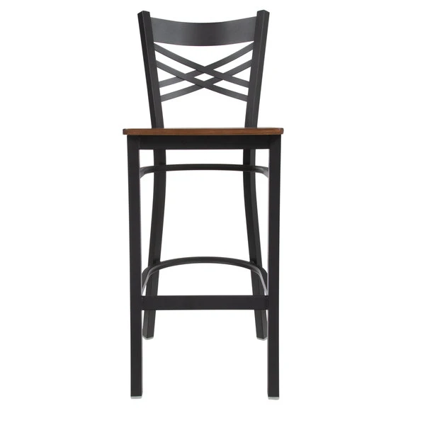 Discount โจ Lancaster Table & Seating Black Cross Back Bar Height Chair With Antique Walnut Seat ๐ - Image 5